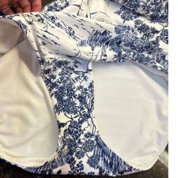 NWT VINEYARD VINES Square Neck One Piece Women's Bathing Suit Toile/Navy Size M - Picture 4 of 5
